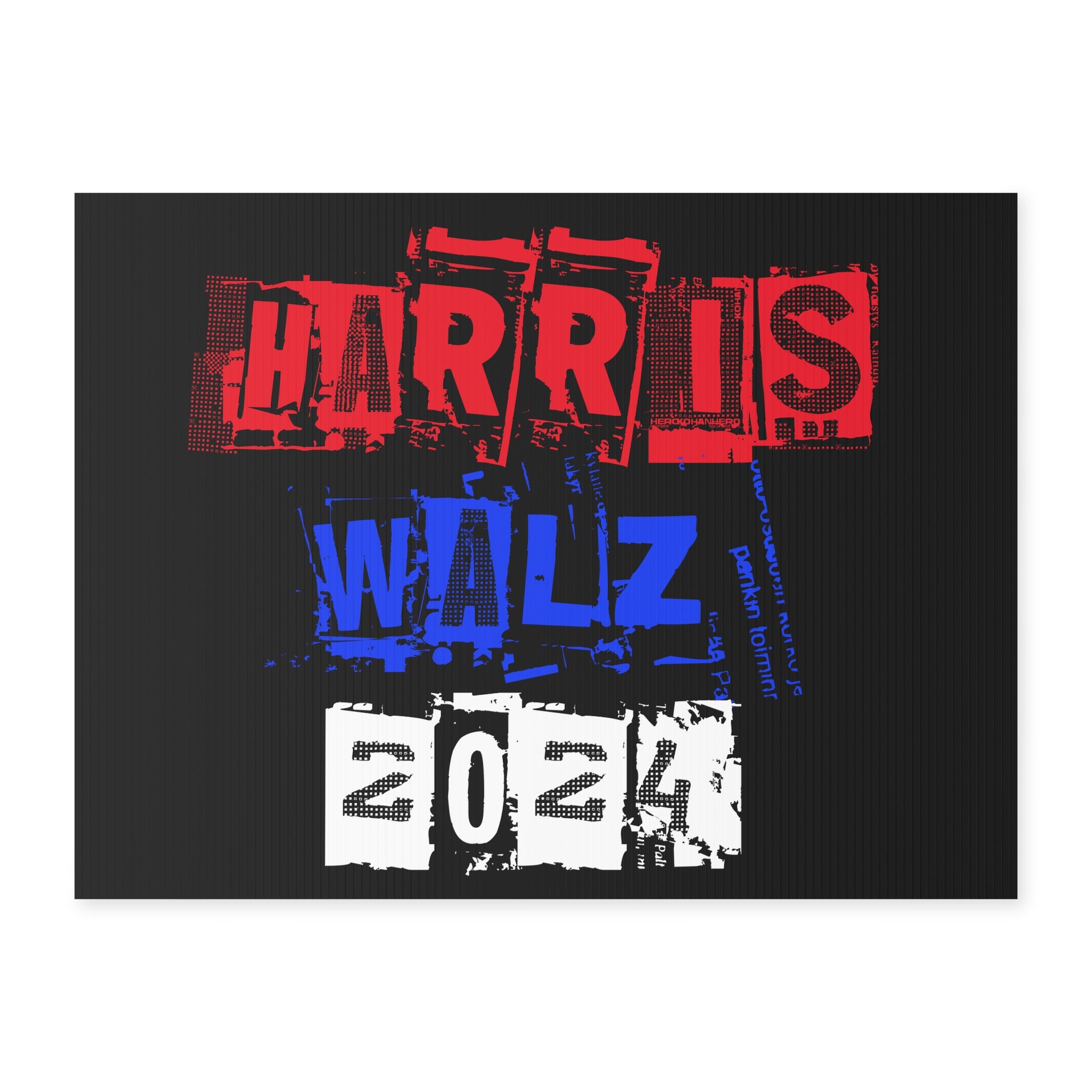 Harris Waltz 2024 Punk Yard Sign Kamala Vote Democrats defend democrac